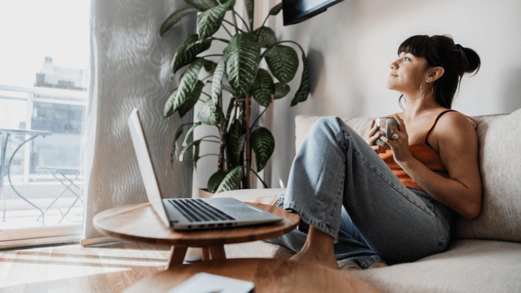 a woman relaxing in her home