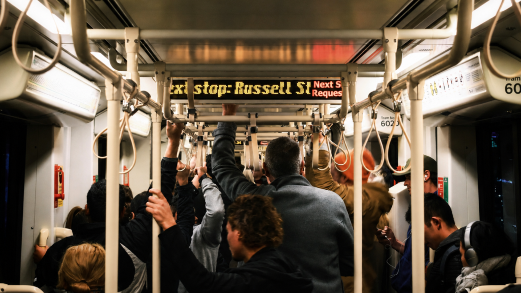 People riding the subway