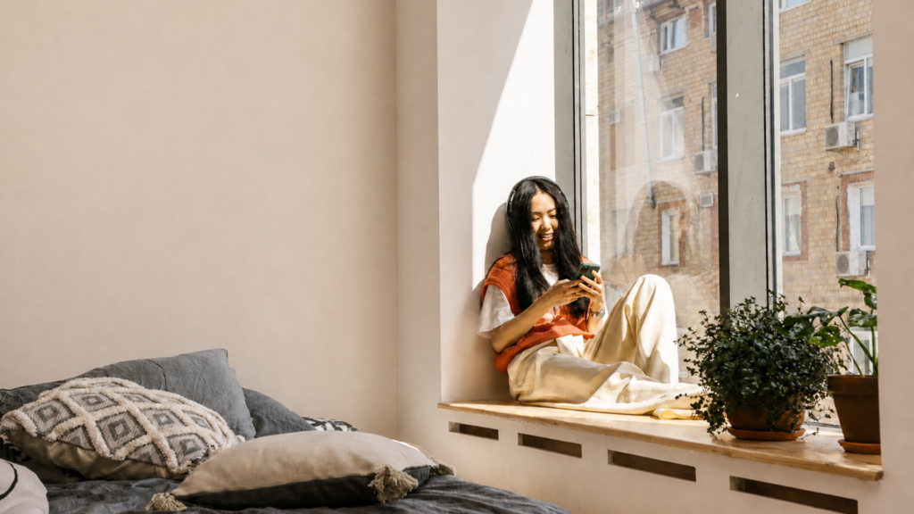 girl relaxing in her apartment